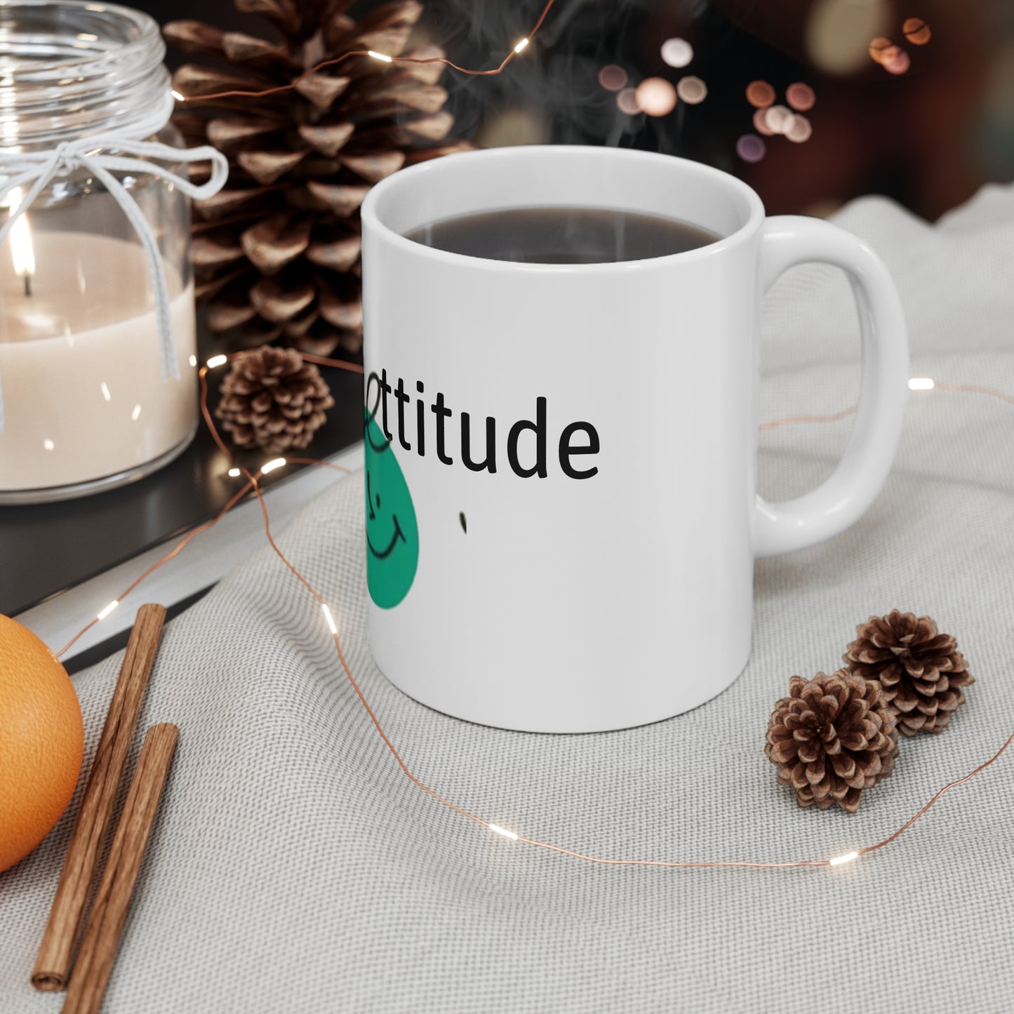 Positive attitude White Ceramic Mug, 11oz